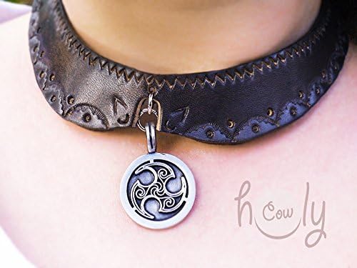 Irish Leather Necklace With Tripal Spiral Symbol