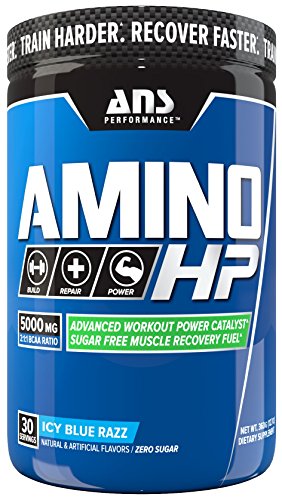ANS Performance Amino HP, Advanced BCAA Workout Power Catalyst & Sugar Free Muscle Recovery Fuel, Caffeine Free Icy Blue Razz, 360 Gram