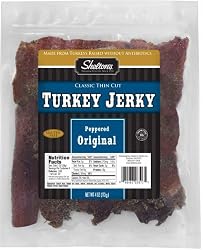 Shelton's Turkey Jerky, Peppered Original, 4-Ounce Bags (Pack of 6)