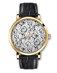 SPRAWL Aanalog Fashion Series Gold Ladies Watches of Genuine Black Leather Strap,Unique Wrist Watch for Women Girls Designed with Palace Flowers pattern on white