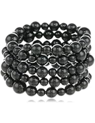 6-10Mm Black Agate 5 Rox Flex Bracelet