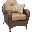 Two Villanova Club Chairs Woven Resin on Aluminum Frame Cushions Deck Outdoor Patio