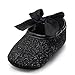 Ecosin Baby Girl Soft Sole Bowknot Bling Bling Shoes Prewalker Socks Sneakers (11/0-6months, Black)