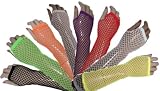 Fishnet Elbow Length Arm Warmers / Glovelets in a rainbow of colors: Black, Lime, Orange, Peach, Purple, Red, White, Yellow