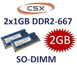 Produkt-Bild: CSX Memory: Dual Channel Kit: 2 x 1 GB = 2GB 200 pin DDR2-667 SO-DIMM (667Mhz, PC2-5300, CL5) - 100% kompatibel zu DDR2-533 PC2-4200