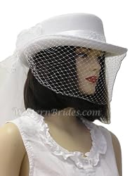 French Net Bridal Hat in Felt, White