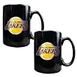 Los Angeles Lakers 2pc Black Ceramic Mug Set - Primary Logo NBA Basketball