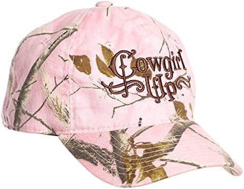 Cowgirl Up Womens Pink Cotton Baseball Cap Camo Embroidered OSFA