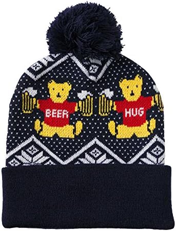Ugly Pom Beanie Winter Hat - Dancing Beer Bears