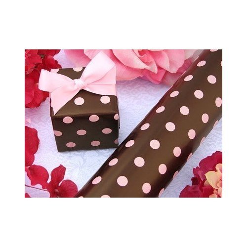 Brown with Pink Polka Dots Gift Wrapping Paper - 30in. x 118in. per roll - 1 ROLL