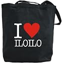 Canvas Tote Bag Black " Love Classic Iloilo " Philippines City