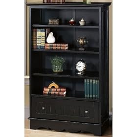 French Country Open Four shelf Bookcase, FOUR SHELF, BLACK by Home Decorators Collection