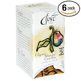 Choice Organic Mango Ceylon Tea with Vanilla, 20-Count Box (Pack of 6)