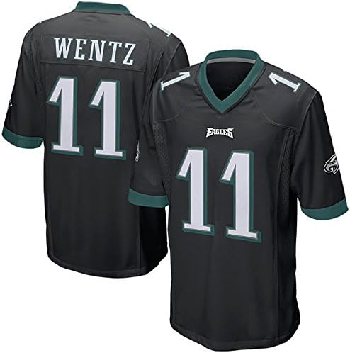 Jersey Classic Philadelphia Football Eagles Player Carson Wentz#11 Jersey (Black, XL)