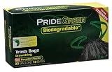 Pridegreen Biodegradable 33 Gallon Black Draw String Trash Bags, 10-Count