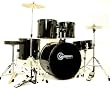 New Drum Set Black 5-Piece Complete Full Size with Cymbals Stands Stool Sticks