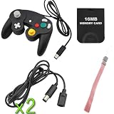 GTMax 2x Black 6 Feet Extension Cable + 2 x Black Gamecube Controller + 16MB Wii Memory Card +Pink Wrist Strap For Nintendo Gamecube Wii