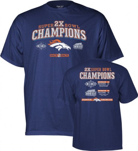 Buy Denver Broncos -Navy- 2X Super Bowl Champions Commemorative T-Shirt