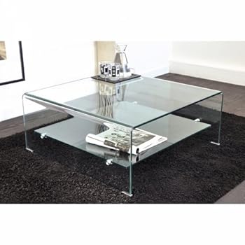 Table basse carrée en verre transparent OTTA