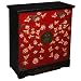 EXP Handmade Furniture - 35" Black & Red Imperial Style Storage Cabinet W Painted Butterfly Motif