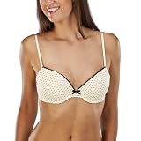 Xhilaration® Juniors Microfiber Padded Push-Up Plunge Bra - Pin Dot - Black/Cream