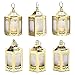 Gold Mini Lantern with LED Star - 4.5 Inch Tall, Warm White 3D Holographic Star Light, Small Indoor Table Decor for Wedding Centerpiece or Ramadan Decorations, Battery Included - Set of 6