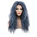 Karlery Dark Blue Long Curly Fluffy Wig Halloween Cosplay Witch Wig Costume Party Wig