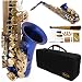360-BU - BLUE/Gold Alto Saxophone Lazarro+12 Reeds,Music Pocketbook,Pro Case and Care Kit - 12 COLORS Available ! CLICK on LISTING to SEE All Colors