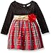 Youngland Baby Girls' Velour Bodice Long Sleeve Taffeta Plaid Dress