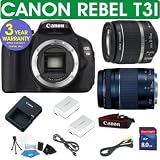 CANON REBEL T3I DIGITAL CAMERA BODY + CANON 18-55 IS LENS + CANON 75-300 ZOOM LENS + 16 GB MEMORY CARD + HOLSTER CASE + EXTRA BATTERY + 6 PIECE STARTER KIT + 3 YEAR CELLTIME WARRANTY