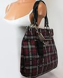 Coach Signature Poppy Tartan Glam Tote Black Multi