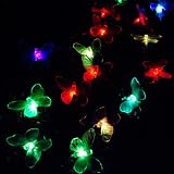 Solar Lichterkette Schmetterling, 24 farbwechselnde LEDs