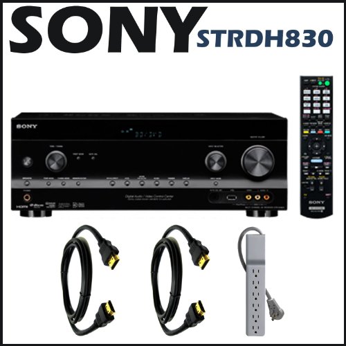 Sony STRDH830 Audio Video Receiver + HDMI Cable + Power Strip Outlet