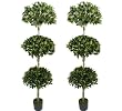 TWO Pre-Potted 6' Sweet Bay Leaves Artificial Triple Topiary