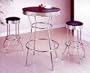 3 Piece Chrome Retro Style Bar Table Set - Table And 2 Stools