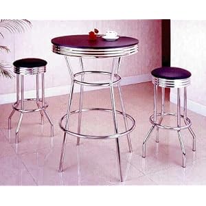 Acme Chrome Bar Table 3Pc Set by ACME