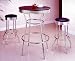 3 Piece Chrome Retro Style Bar Table Set - Table And 2 Stools