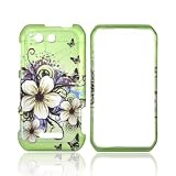 White Hawaiian Flowers On Green Motorola Photon Q 4g LTE Rubberized Hard Plastic Snap On Shell Case Cover