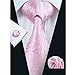 Hi-Tie Mens Pink Silk Jacquard Woven Tie Set Wedding Necktie