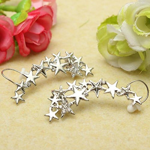 1 Pair Fashion Silver Star Ear Bone Clip On Ear Cuff Earrings No Pierce