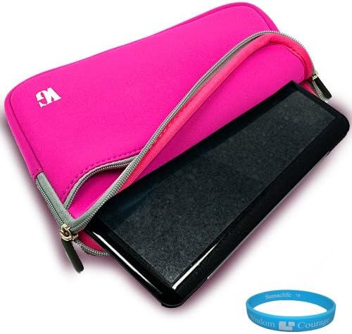Durable Neoprene Protective Sleeve Cover Carrying Case Acer Aspire Timeline AS1810T-8638 11.6-Inch Netbook, Magenta Laptop Sleeve + Includes SumacLife TM Wisdom Courage Wristband