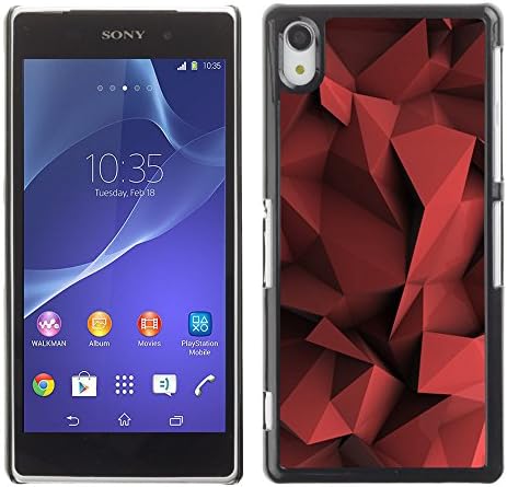 ZABU Slim PC / Aluminium Sleek Case Cover Armor Shell // red polygon pattern maroon black // Sony Xperia Z2
