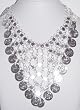 Silver Metal Necklace with Coins and Stars