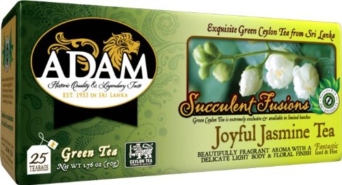 Adam True Ceylon Tea 6-pack (Joyful Jasmine Green Tea, 25-count boxes)