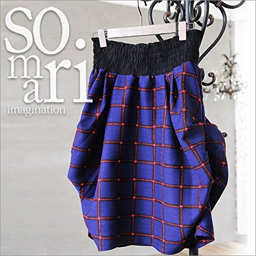 (ソマリ) somari コクーンチェックスカート　レディース スカート コクーン バルーン チェック レトロ ボトムス ウエストゴム