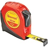 Starrett Exact KTX12-12-N ABS Plastic Case Red Measuring Pocket Tape, English Graduation Style, 12' Length, 0.5" Width, 0.0625" Graduation Interval