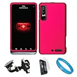 Hot Pink 2 Piece Protective Snap-On Hard Case Cover for Motorola Droid 3 Ve ....