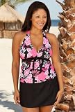 Beach Belle® Pink Maui Plus Size Tie Front Halter Skirtini - Women's Swimwear Plus Size Swimsuits