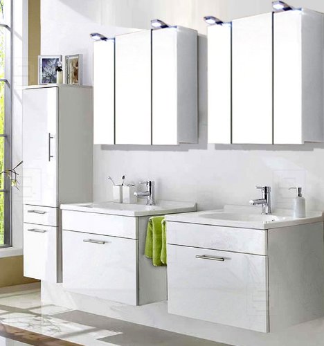 Badkombination »ATLANTA« in Hochglanz weiss 5tlg