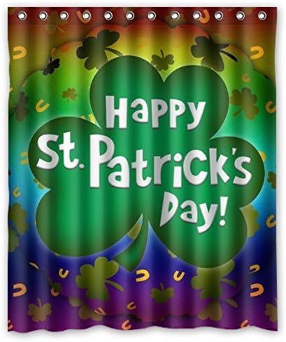 Futefew Personalized Bathroom Decor Beautiful Colorful Happy St.patrick's Day Pattern Shower Curtain 60" X 72"-waterproof Polyester Fabric Shower Curtain Super Soft -Bath Curtain Great for Friends-holiday Gifts-gift for St. Patrick's Day-bithday Gift